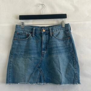 J. Crew Denim Skirt Women’s Size 28 Frayed Hem 100% Cotton Cowgirl Jean Skirt